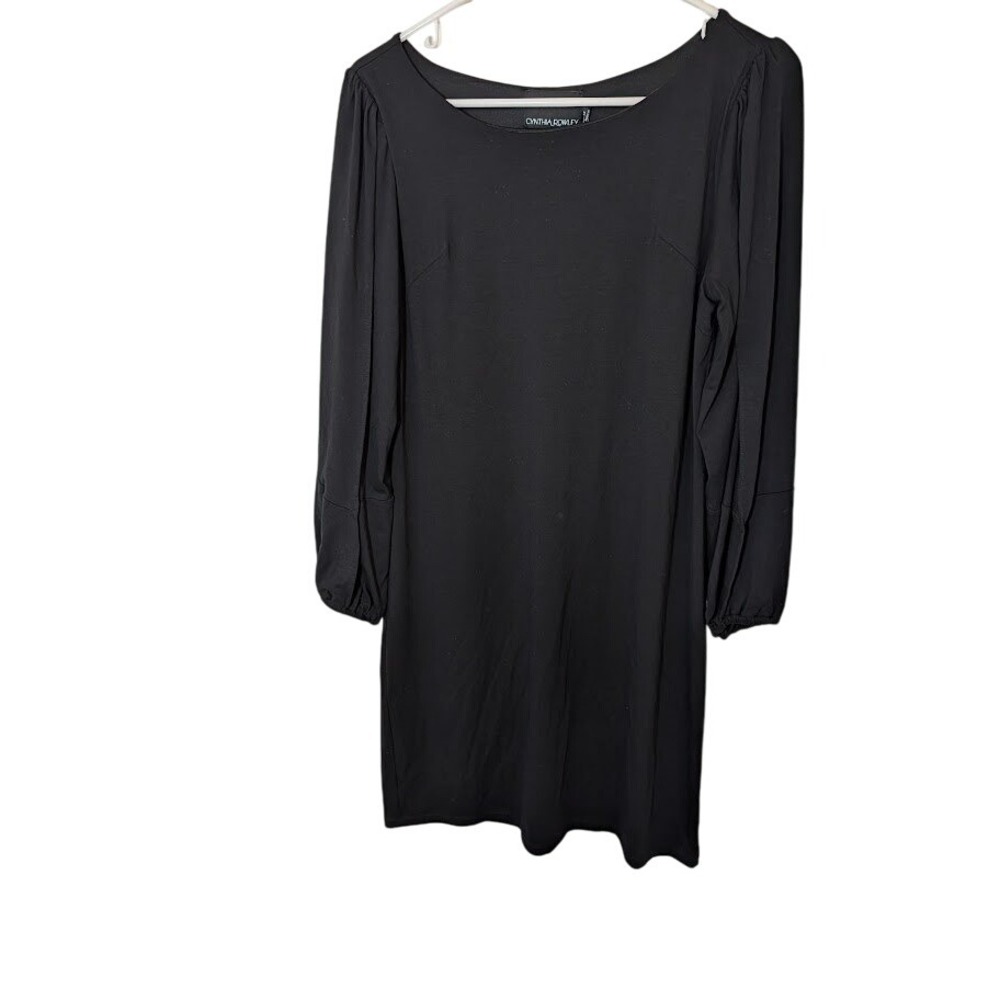 Cynthia Rowley Black Dress Long Sleeve Sheath Career Party Cocktail Women's M